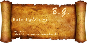 Bein Györgyi névjegykártya